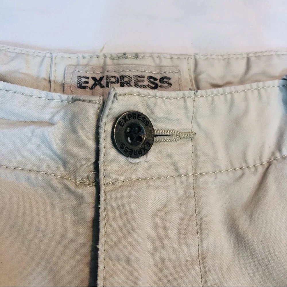 Express Mens Tan Flat Front Shorts
